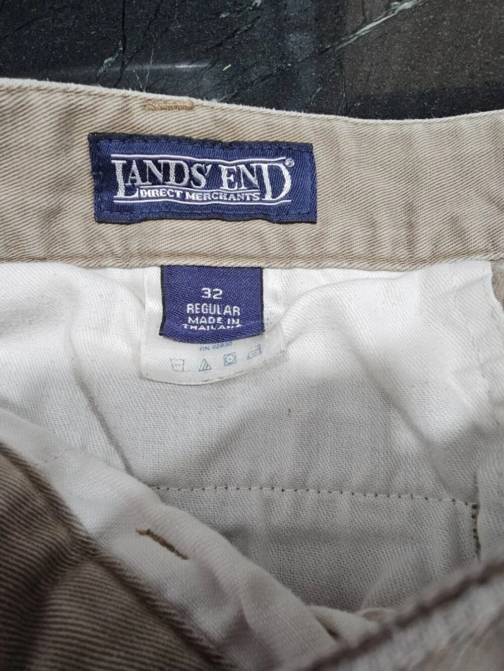 Lands' End pleated front cuffed chinos in khaki size 32 waist and 27 inseam